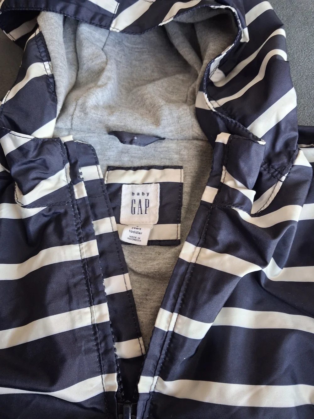 GAP Navy and White Striped Hooded Pullover